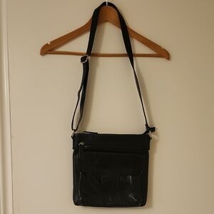 Black Leather Ladies Crossbody Bag